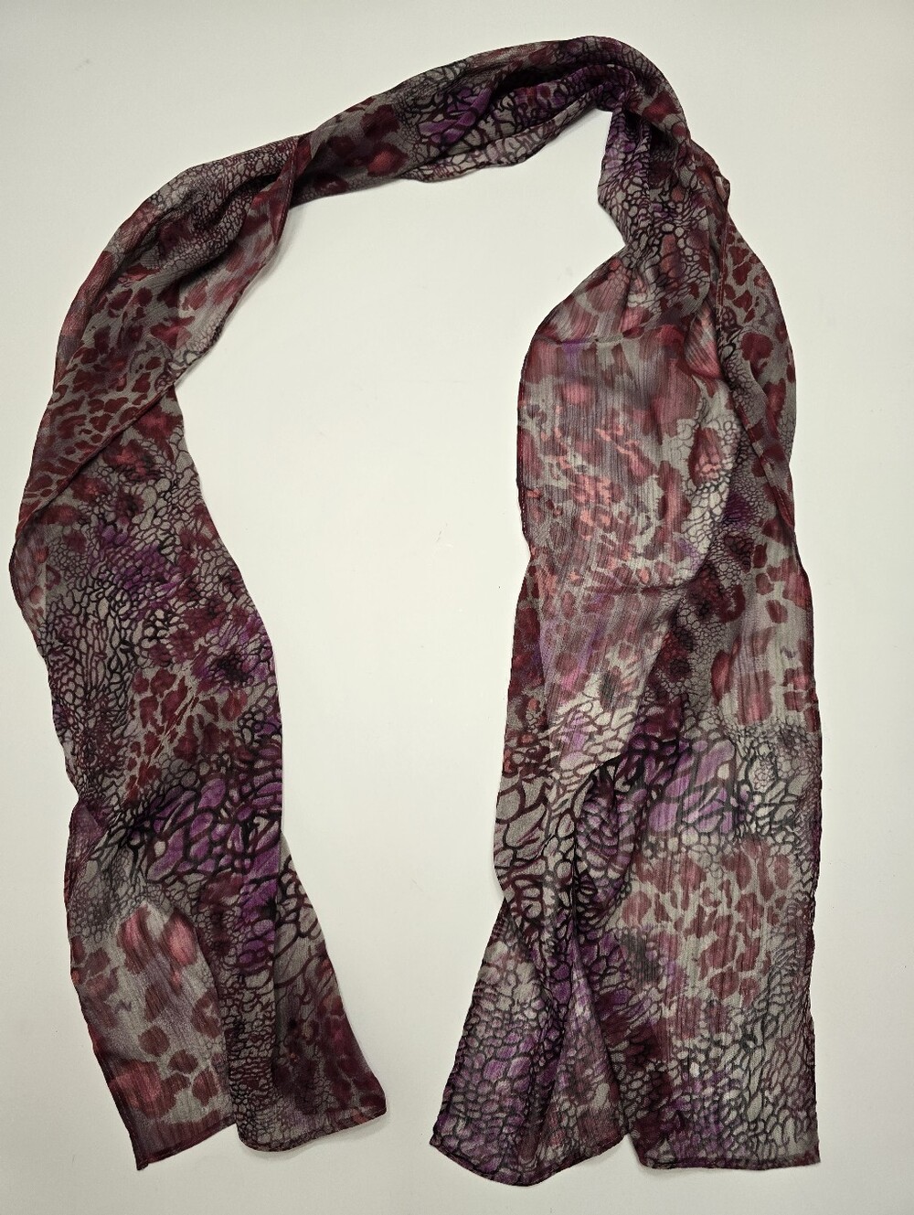 Lightweight Purple Burgandy Floral-Print Scarf - Women Accessories